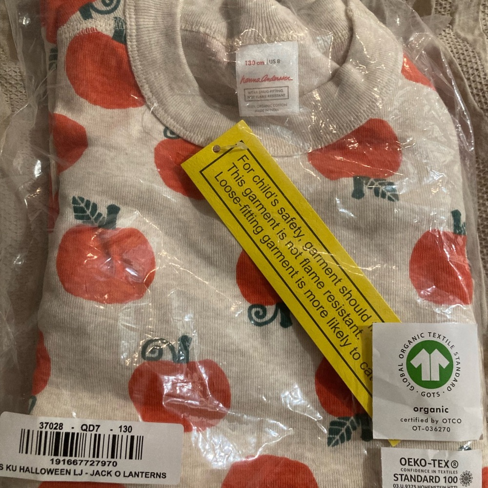 Hanna Andersson Kids Long Sleeve Pajama set Halloween pumpkins NWT